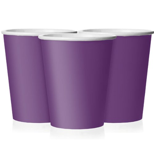 Plain Deep Purple Disposable Paper Cups - 9Oz, 14 Count - Ideal For Parties, Picnics, & All Occasions